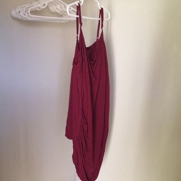 Maternity Tank Top - Ruched Sides Spaghetti Strap Shelf Bra Burgundy Wine Sz L - Picture 3 of 12